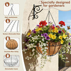 10 inch Metal Hanging Baskets For Plants Outdoor 4 Pack Round Metal Wire Hanging Basket Planter with Coco Fiber Liners Chain Round Wire Plant Holder for Garden, Patio, Deck, Porch Plants Flower Potsss