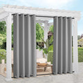 NICETOWN Outdoor Curtains Sunblock with Rustproof Grommet Top and Bottom 2 Panels, Thermal Insulated Fixed Windproof Blackout Outdoor Curtain Drapes Privacy for Patio, W52 x L95, Silver Grey