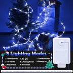 50ft LED Rope Lights Outdoor, 360 LED Connectable and Flexible Tube Lights with 8 Modes, Waterproof LED Rope Lighting for Garden Patio Bedroom Party Pool Indoor Outdoor Christmas Decor (White & Blue)