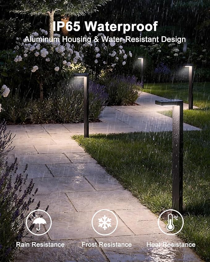 Low Voltage Landscape Lights, 8 Pack Outdoor LED Pathway Light, Wired Path Lighting for Walkway, Garden, IP65 Waterproof, 400LM, 4000K, Modern Cast-Aluminum, Black