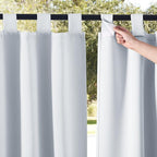 NICETOWN 2 Panels Patio Curtainss Outdoor Waterproof W52 x L120, Detachable Sticky Tab Top Blackout Public Dividers Thermal Insulated Blinds Sunlight Block for Arbor/Pool/Sunroom, Tan