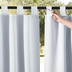 NICETOWN 2 Panels Outdoor Patio Curtainss Room Dividers Waterproof, Outdoor Blinds with Detachable Tab Top Sunlight Blocking Heavy Weight Protect Sun & Rain Out for Pergola, W84 x L108, Greyish White