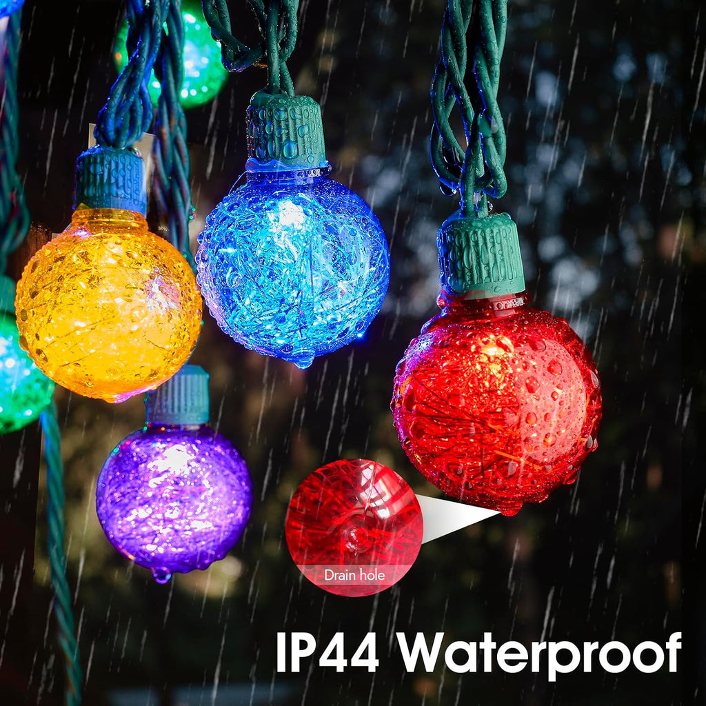 Waterproof Christmas G40 Globe String Lights 18FT 25 LED Plug in - Outdoor Colorful Patio Balcony Garden Hanging Decorations, Grinch Christmas Tree Lights for Porch, Camping & Party Use