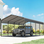 real relax 12'x20' heavy duty metal carport, grey, main product view