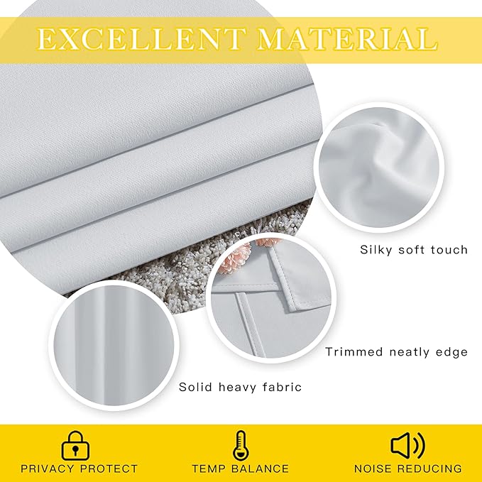 NICETOWN Room Darkening Patio Door Curtain for Living Room Darkening Grommet Sound Reducing Privacy Window Treatment for Bedroom, Greyish White, 1 Panel, W80 x L102