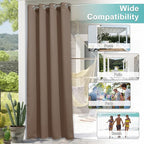 NICETOWN Patio Curtain Waterproof 1 Panel, W52 x L72 inch Premium Thick Privacy Weatherproof Curtain for Porch & Gazebo, Pergola Covers for Shade and Rain, UV Protection Outdoor Privacy Panel, Tan