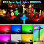 Solar Color Changing RGB Spot Lights Outdoor, 2 Pack/7 Lighting Modes Multicolor Outdoor Lights for Yard Waterproof IP68, Halloween Christmas Solar Landscape Powered Lights Garden Pathway
