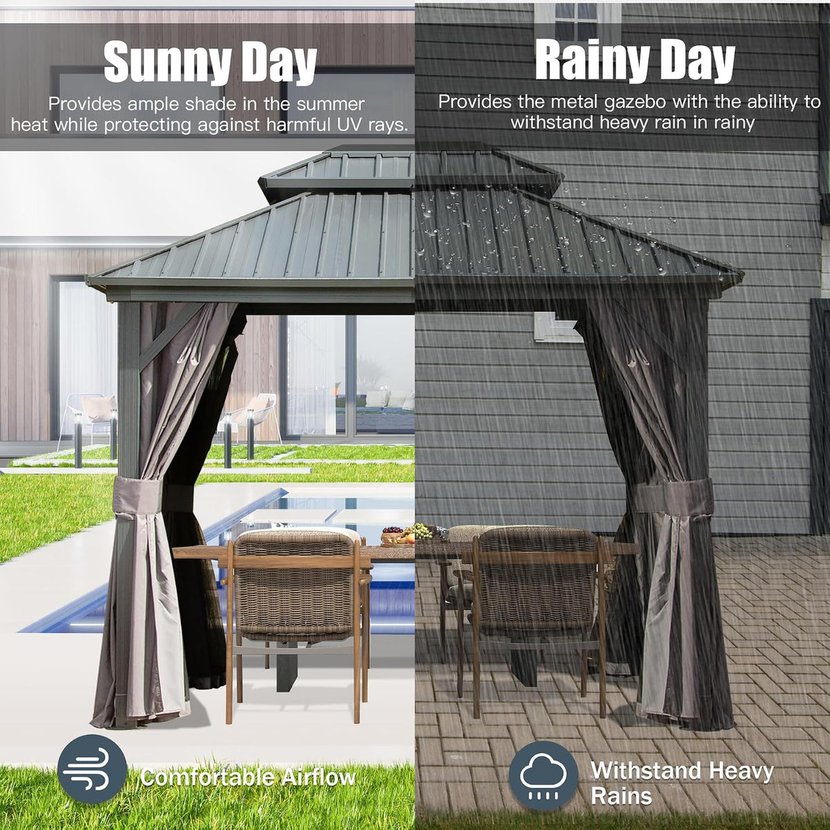 domi 8x10 outdoor hardtop gazebo, metal gazebo for on a desk or shelf