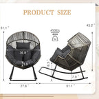 Vongrasig Wicker Egg Chair PE Rattan Rocking Chair with Cushion, Oversized Patio Lounge Rocker Chair for Outdoor, Indoor, Balcony, Backyard, Garden, Black/Rattan