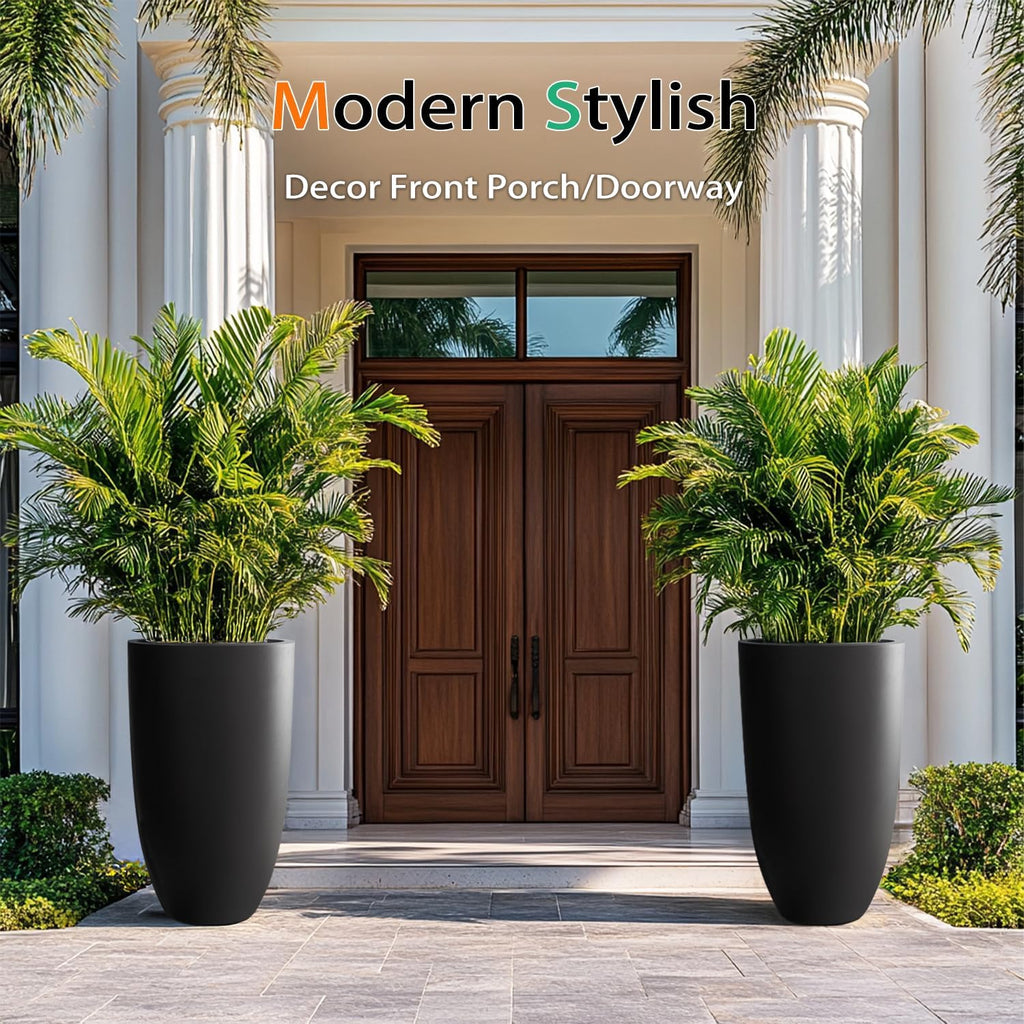 heyzier tall planters for outdoor plants, large concrete showing dimensions