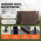 VEVOR Pop Up Gazebo Screen Tent 6 Sided Canopy Sun Shelter with 6 Removable Privacy Wind Cloths & Mesh Windows, 11.5x11.5FT Quick Set Screen Tent with Mosquito Netting, Brown