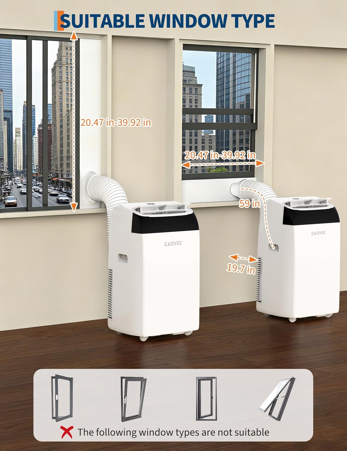 garvee 14000 btu (10200 btu sacc) ac unit, package contents
