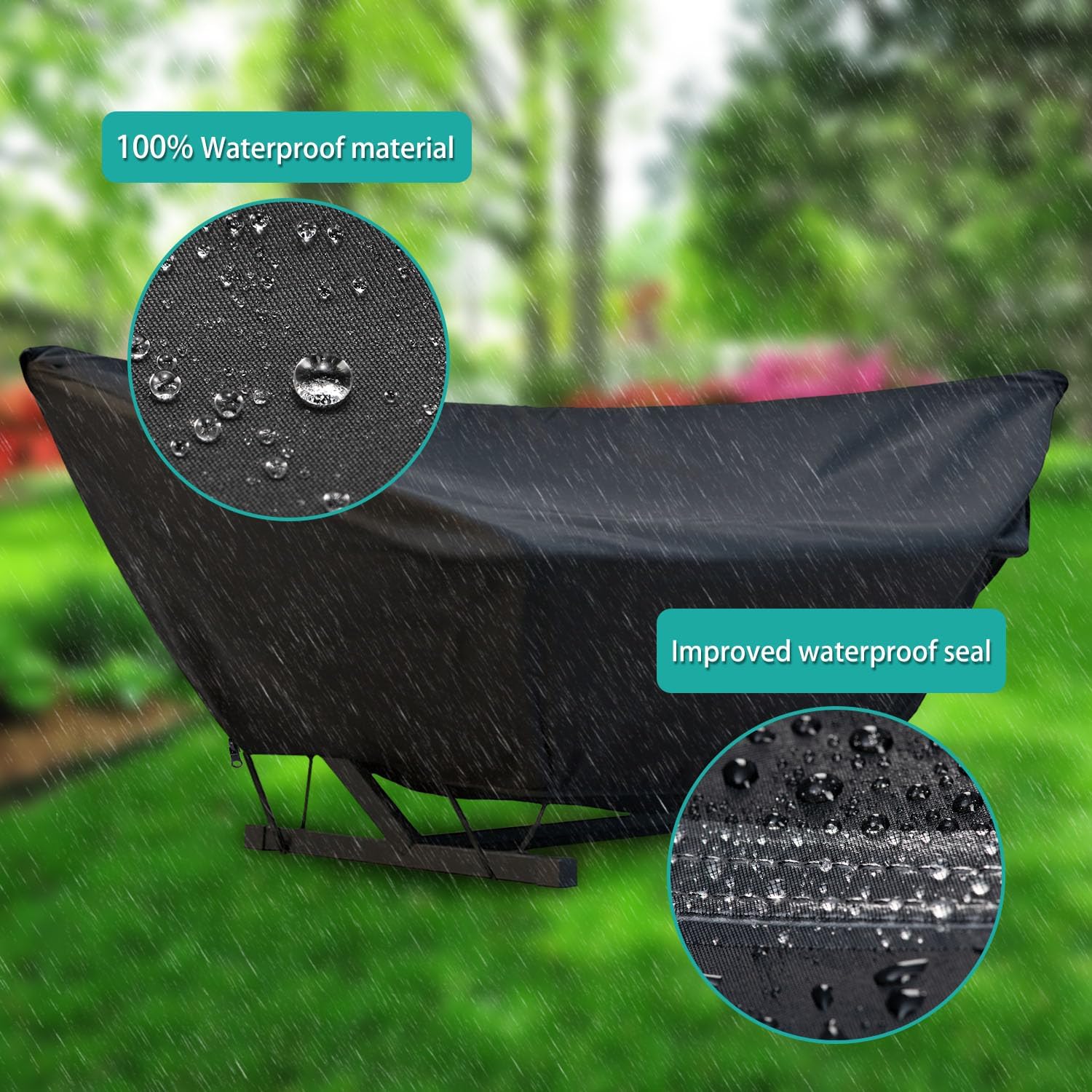 Outdoor Hammock Cover with Zip and Elastic Ropes, Made of 420D high-Strength Fabric, Features Adjustable Buckles, for Outdoor Universal Hammocks, Waterproof, Windproof (11-12FT,Black)