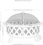 sunnydaze crossweave 36" large outdoor fire pit, wood on a desk or shelf