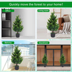 3ft tall artificial cedar topiary trees set of on a desk or shelf