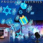 Hanukkah Projector Light with 1 Film Slides | Rotating LED Projection Light, Ip65 Waterproof, movement Projection Lamp, Outdoor Reflectors Waterproof Landscape Decorative