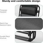 NEWBULIG Zero Gravity Chair Set of 4, Lounge Chair Folding Portable Adjustable Camping Reclining Chairs with Adjustable Pollow, Mesh Back, Cup Holder Trays Lawn Patio Chair for Pool Beach - Black