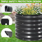 Galvanized Raised Garden Bed Outdoor |17'' Tall Planter Box Outdoor for Deep Root Plants | 3Pcs Raised Bed Kit for Gardening with Rubber Strip for Vegetables Flowers Fruits (Darkgrey, 4x2x1.4FT)