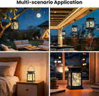 2 Pack Farmhouse Solar Lanterns , Water Ripple Glass & Copper Wire Flickering Light,Outdoor Waterproof Upgraded Solar and 2 AA Batteries Powered, for Outside Porch, Patio and Indoor Tables.