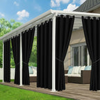 Black Outdoor Curtains for Patio Waterproof - 6 Panels Privacy Weatherproof Outside Curtains with Grommets for Pergola, Gazebo, Porch, Cabana, Balcony, 54 x 120 Inch