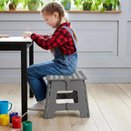 Utopia Home Folding Step Stool with Handle – 9 Inch Anti Slip Collapsible Stool – Holds Up to 300 lbs – Sturdy Plastic Step Stool Foldable for Kitchen, Bathroom and Home Use (1-Pack, Grey)