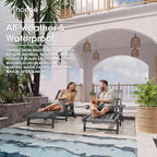 Patio Chaise Lounge Chair Set of 4, Oversized Lounge Chair Outdoor with 5 Positions, HDPE, Patio Lounge Chair with Wheels & Cup Holder for Pool, Deck, Poolside,Grey