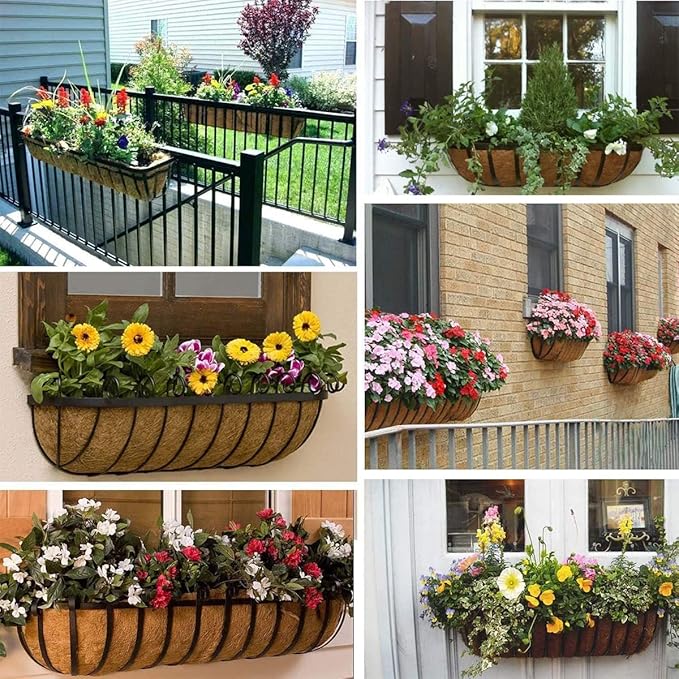 2pcs Trough Coco Liner 30 inch Wall Planter Replaceable Coco Liner for Window Box, Fence Flower Baskets-