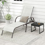 Giantex Patio Lounge Chair, Outdoor Chaise Lounge with 5 Adjustable Backrest, Sturdy Steel Frame, Sunbathing Recliner, Beach Chair, Tanning Chair for Outside, Yard, Balcony, Pool Chairs, Grey