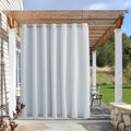 NICETOWN Patio Curtain Outdoor Waterproof W100 x L108, Rustproof Top & Bottom Grommet Room Darkening Windproof Outdoor Living Divider Privacy Thermal Insulated Blinds for Pool, Greyish White, 1 Piece