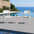 Modern Shade Luxury Outdoor Dining Chairs Set of 2, Fade Resistant, All-Aluminum Outdoor Chairs with FSC Teak Wood Armrests, Weather-Resistant Patio Chair with Quick Dry Cushion, White