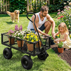 steel garden wagon cart 880 lbs 4 cu, front angle view