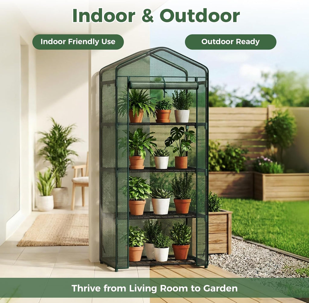 newbulig 27"x19"x63" mini greenhouse, with durable zipper door, close-up detail
