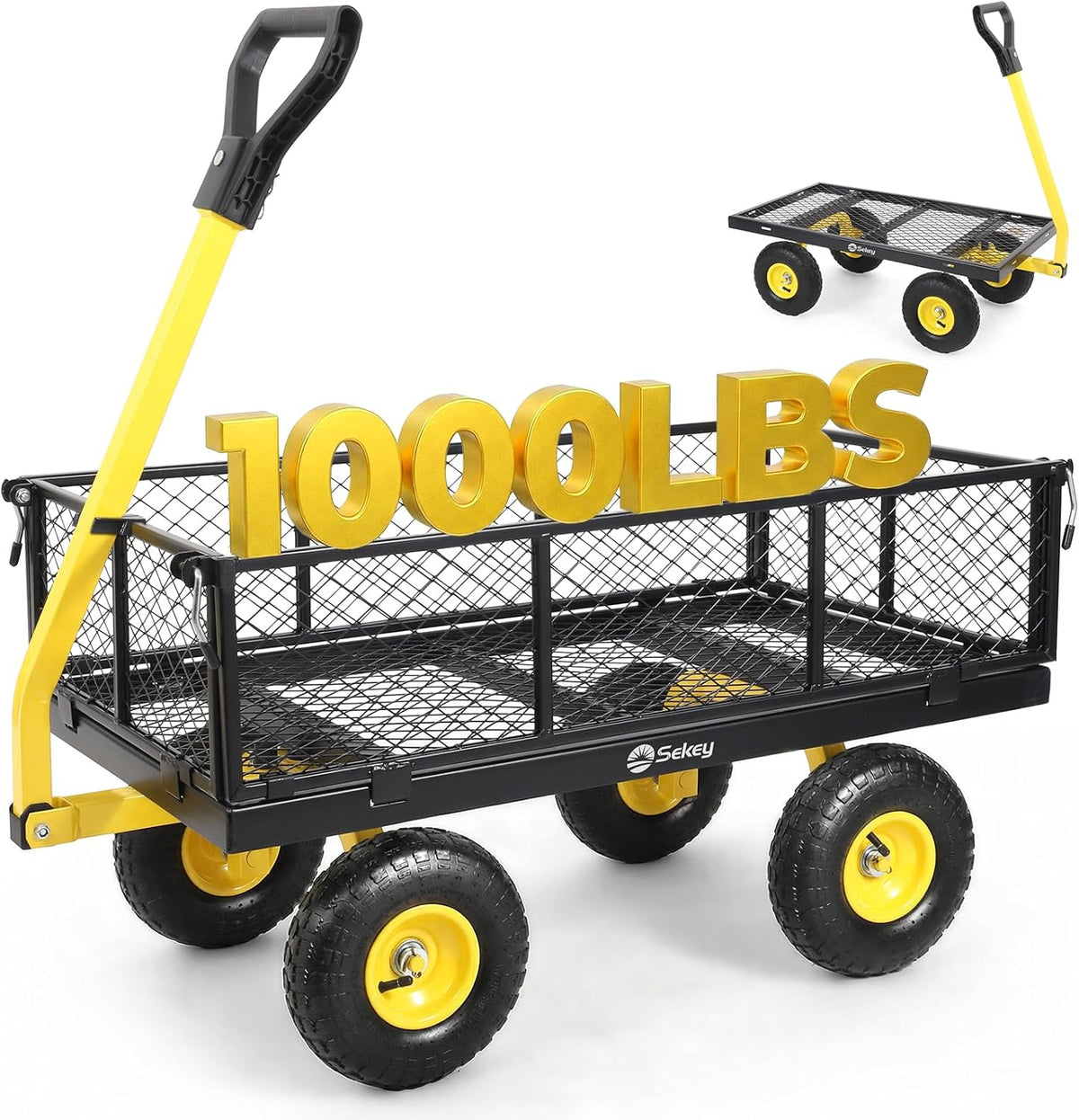 sekey steel garden cart, 1000 lb capacity, removable, main product view