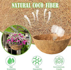 4 Pack 12 Inch Natural Coconut Fiber Liner for Hanging planters Round Coco Replacement Liners for Flower Basket Planter Coco Coir Pots for Outdoor Garden Plants