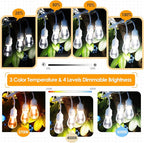 Mlambert 3 Color Outdoor LED Dimmable String Lights with Remotes, Plug in 96FT(2x48FT) Waterproof Shatterproof LED Lights for Patio Pergola-White Cord