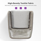 PURPLE LEAF Outdoor 29" Wicker Bar Stools Set of 2, Boho Patio Bar Height Chair with Cushion and Back for Outdoor and Indoor, Garden, Patio, Light Grey