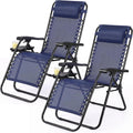 Zero Gravity Chairs Set of 2, Outdoor Folding Lounge Chairs | Reclining Patio Lawn Chairs with Mesh Back, Adjustable Pillows and Cup Holder Trays, for Pool, Beach, Backyard