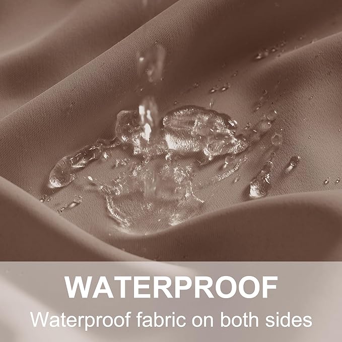 RYB HOME Outdoor Curtains for Patio Waterproof Block Sunlight Thermal Insulated Privacy Assured Thick Outside Curtains for Porch, Gazebo, Pergola, W84 x L84, Mocha, 1 Panel