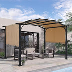 MASTERCANOPY 10x10ft Outdoor Retractable Pergola with Sun Shade Canopy Patio Metal Garden Pergola,Beige