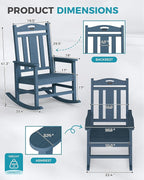 Ciokea Oversized Outdoor Rocking Chair, 380lbs Heavy-Duty Large Patio Rocker, Weather Resistant & Anti-Fade Porch Chair, High Back Cozy Rocking Chair for Outside, Fire Pit, Deck, Garden, Slate Blue