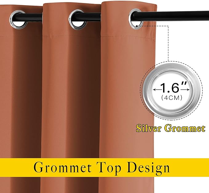 NICETOWN Blackout Curtain for French Door - Indoor Slider Curtain for Patio Door, Extra Wide Drape for Living Room/Bedroom (Burnt Orange, W100 x L84, 1 PC)