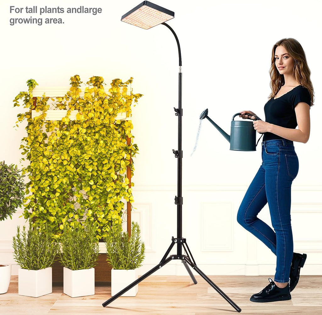 25 Watt Grow Light with Stand, Enough Bright, NO Need Adapter, 4/8/12/16/20H 5-Mode Timer, Natural Sunlight Full Spectrum Plant Growing Lamps for Tall Houseplants & Bonsai Tree