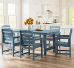 SERWALL Patio Dining Chair Set of 2,All Weather HDPE Outdoor Dining Chair, Blue