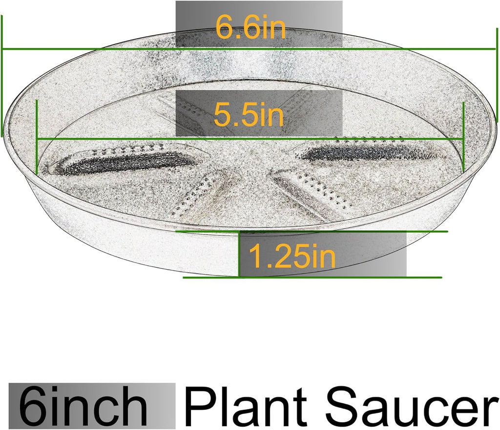 NIMYAU Plant Saucer 6 Inch 4 Pack,Thick Plastic with Raised Center Design Plant Saucers 8 10 12 14 17, Superior Drainage Drip Tray for Indoor Outdoor Planters (6 inch)