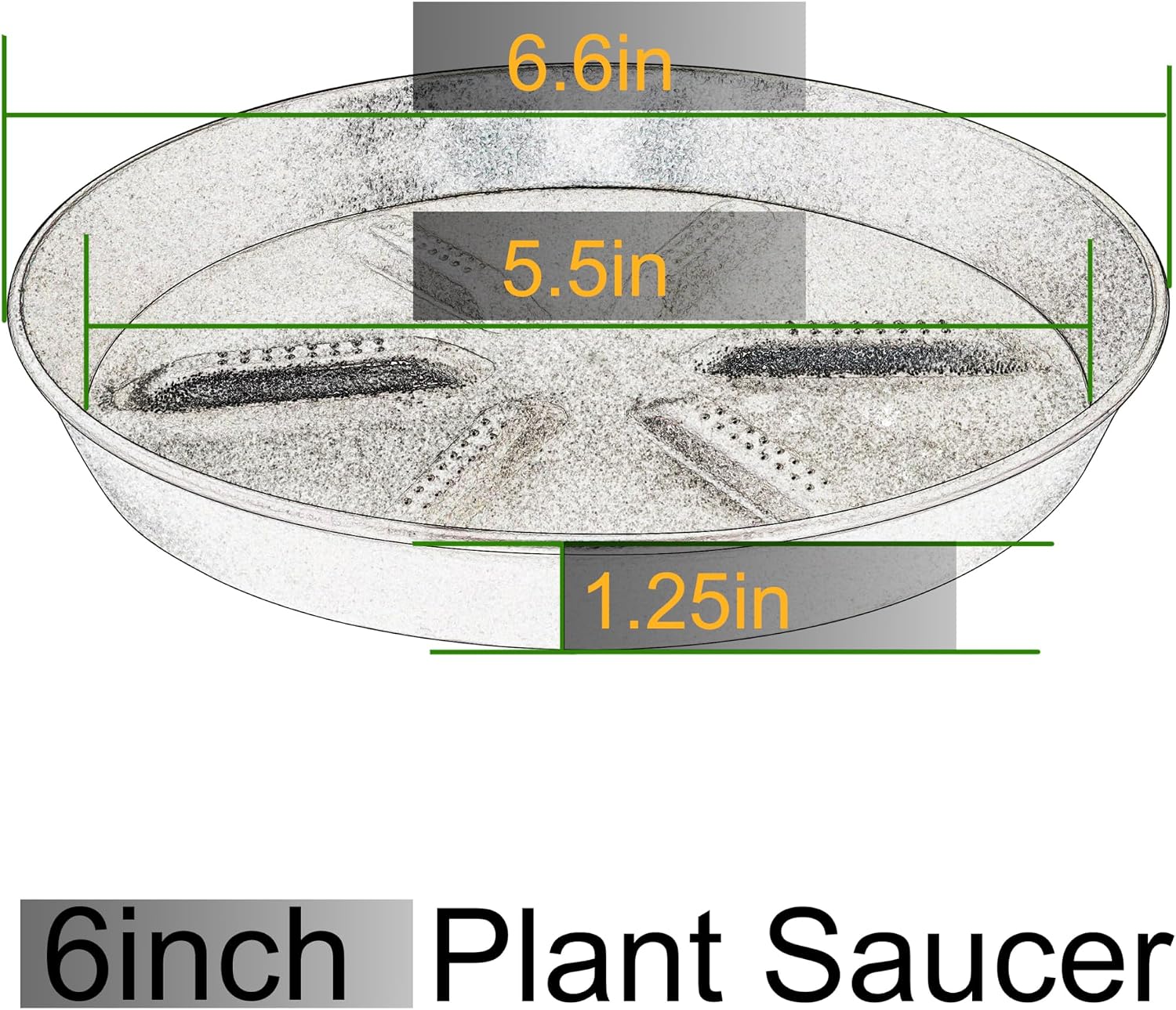 NIMYAU Plant Saucer 6 Inch 4 Pack,Thick Plastic with Raised Center Design Plant Saucers 8 10 12 14 17, Superior Drainage Drip Tray for Indoor Outdoor Planters (6 inch)