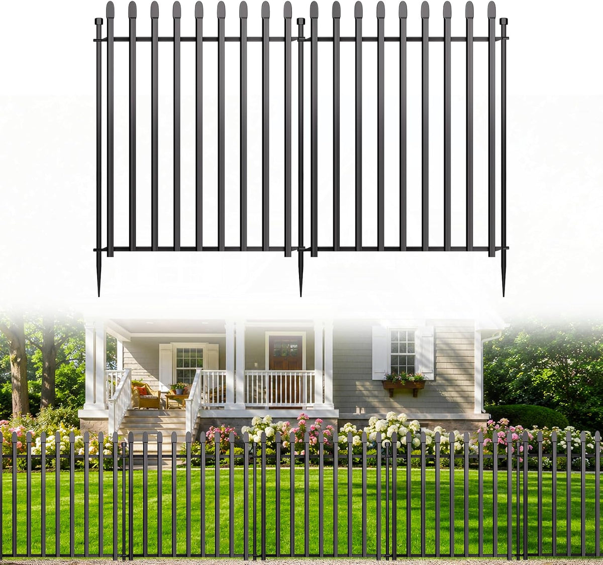 no dig decorative garden fence, 32in(h)×22ft(l), 10 panels, main product view