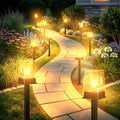 Solar Pathway Lights Outdoor 10 Pack, Solar Garden Lights Warm White 4 Lighting Modes, Solar Path Lights Auto On/Off, Landscape Lighting for Yard Walkway Driveway Patio Lawn Decor