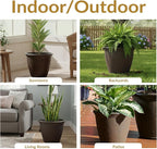 Sunnydaze 15.25-Inch Anjelica Large Plastic Pot for Plants - Outdoor Double-Walled Large Plastic Planter with Drillable Drainage Holes - Rust - 2pk