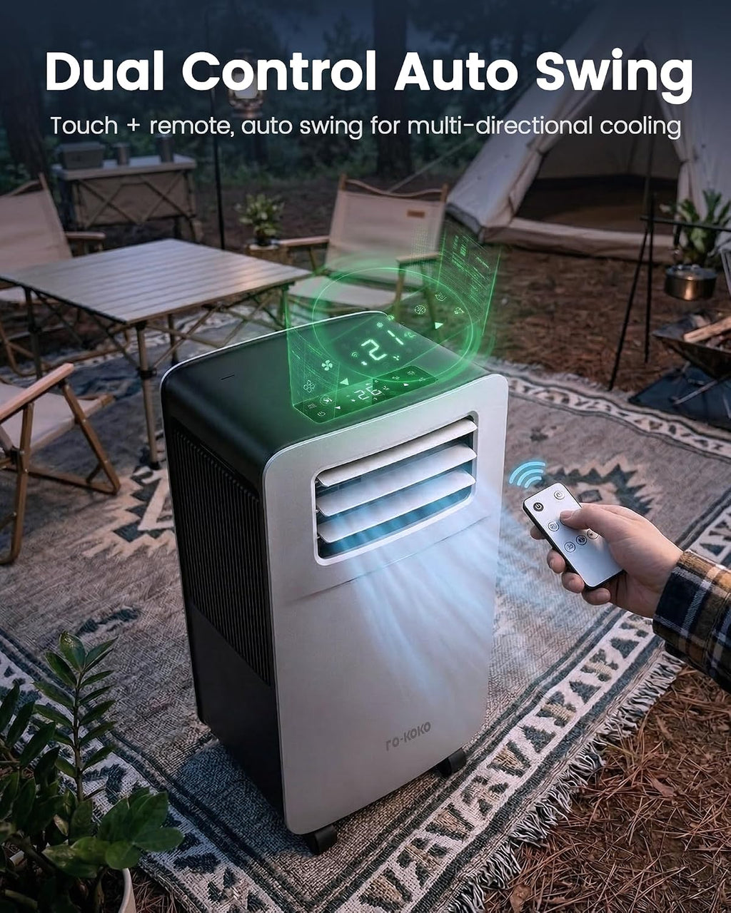 5200 btu portable camping air conditioner, 4-in-1 quiet on a desk or shelf