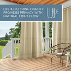 TOWN & COUNTRY BASICS Cabana Solid Heavyweight Indoor Outdoor Curtains, Light Filtering Opacity with Grommet Top, Water Repellent, 2-Pack Set, 54"x108", Natural